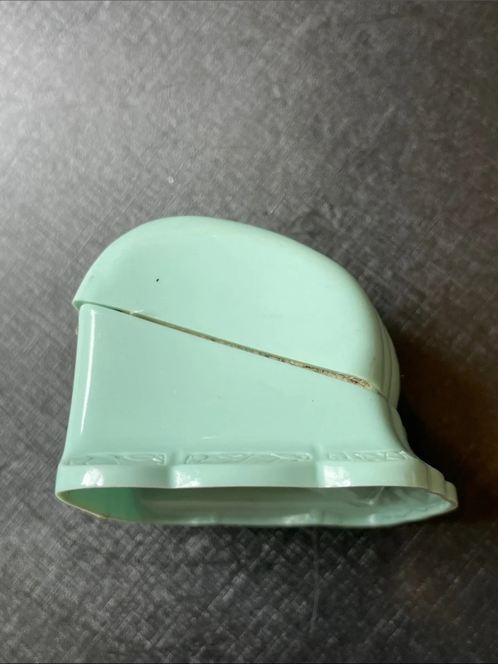 Vintage Art Deco Ring Box Celluloid Plastic Light Blue Embossed Cream Interior